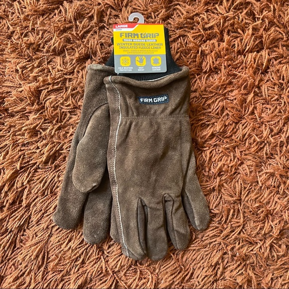 Firm Grip Large Winter Suede Leather Gloves with Insulated Fleece Liner - Picture 4 of 9